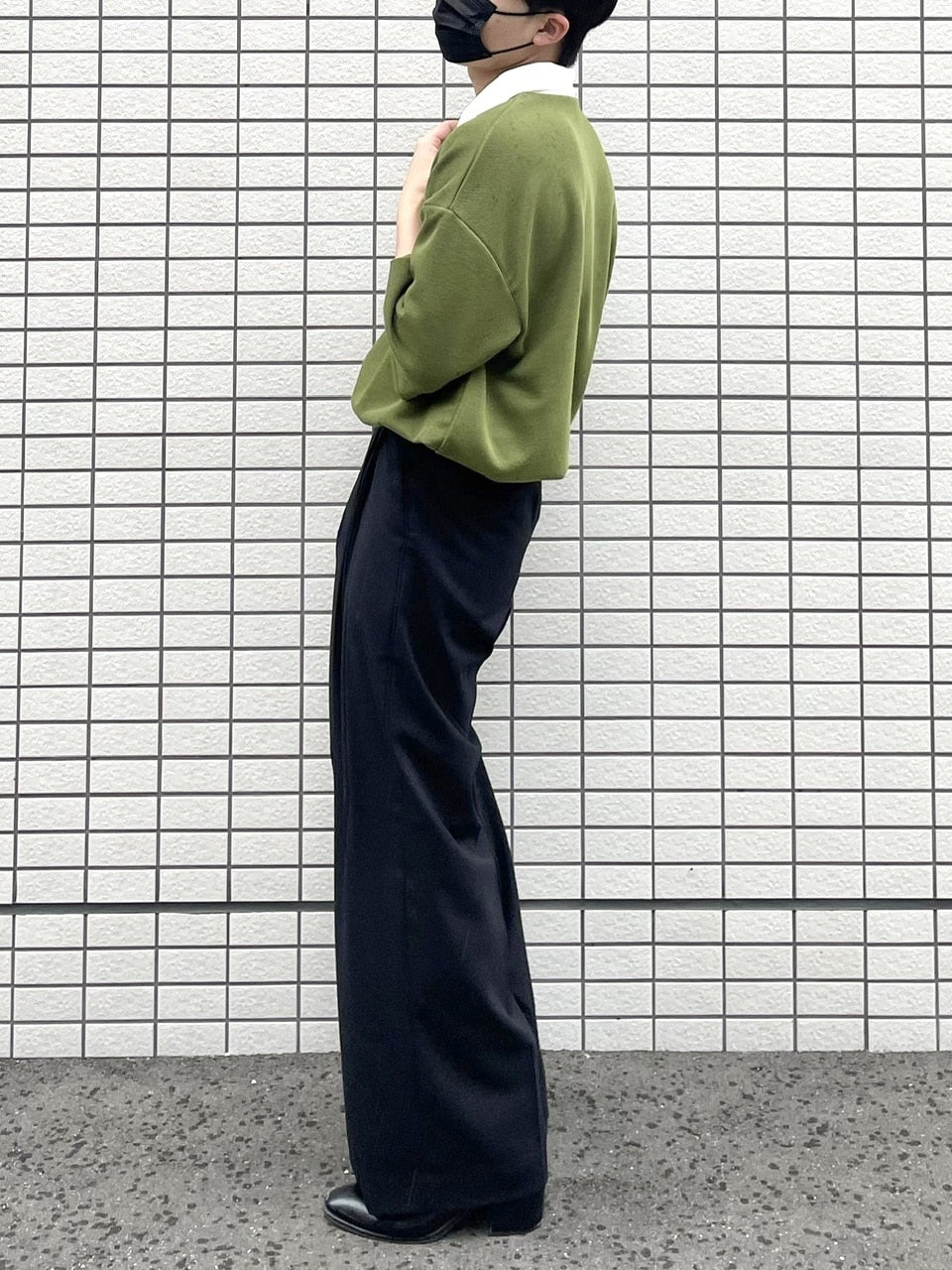 受注制【RENOL】bi-color collar tee (2color)