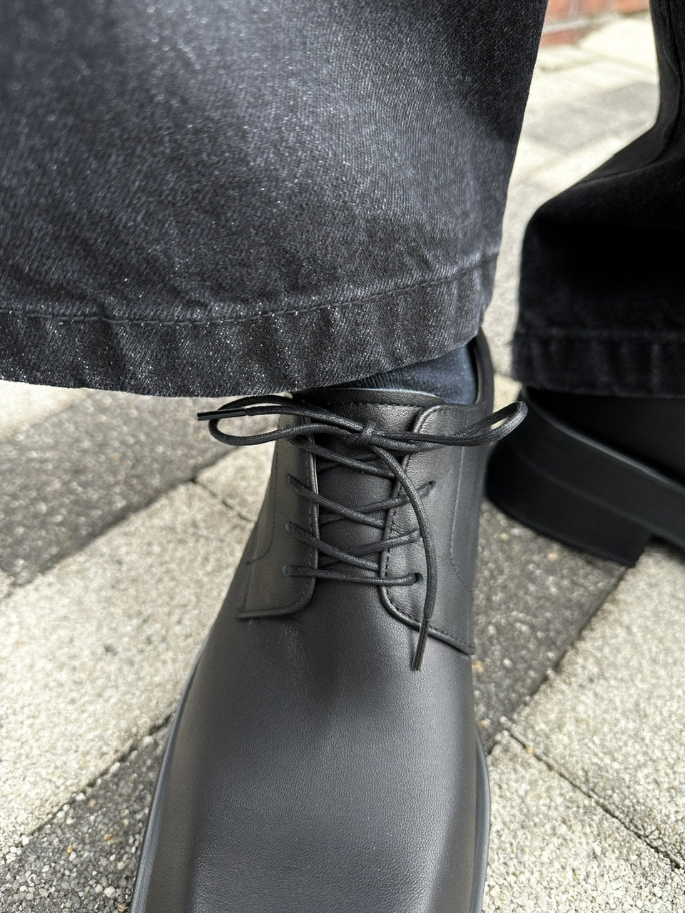 受注制【Chikashitsu +】square toe derby shoes