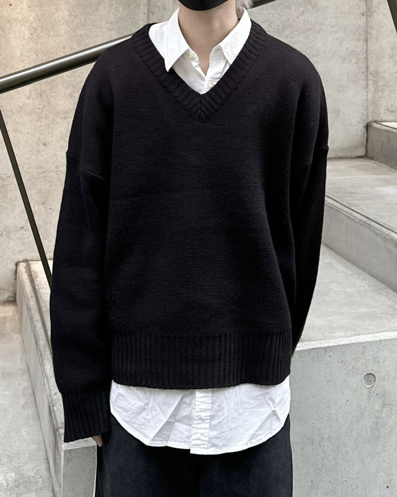 大阪店WEB限定【Chikashitsu +】basic v neck knit (4color)