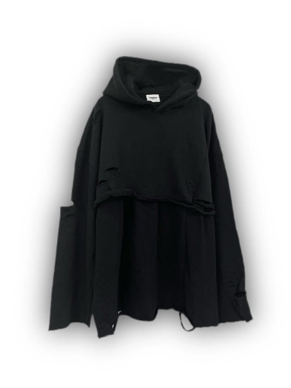 受注制【Never mind the XU】layered damage hoodie (2color)