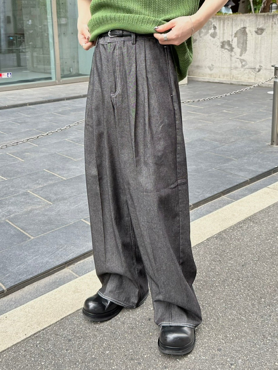 受注制【Chikashitsu +】2tuck denim slacks (2color)