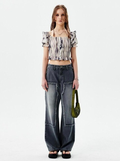 【runningHIGH】PUFF SLEEVE CROP BLOUSE