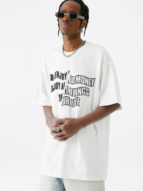【MR. ENJOY DA MONEY】Cutting font short sleeves