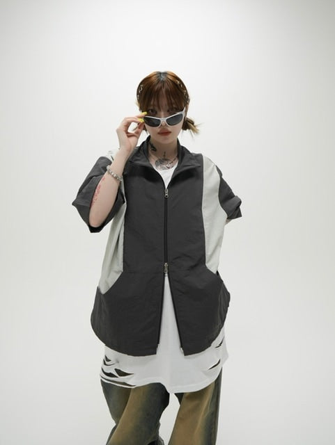 受注制【Never mind the XU】nylon zip up jacket (3color)