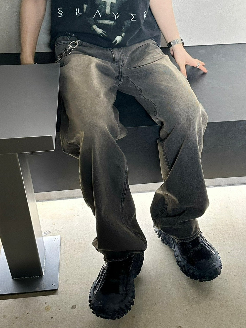 大阪店WEB限定受注制【Chikashitsu +】smokey brush deim pants (2color)