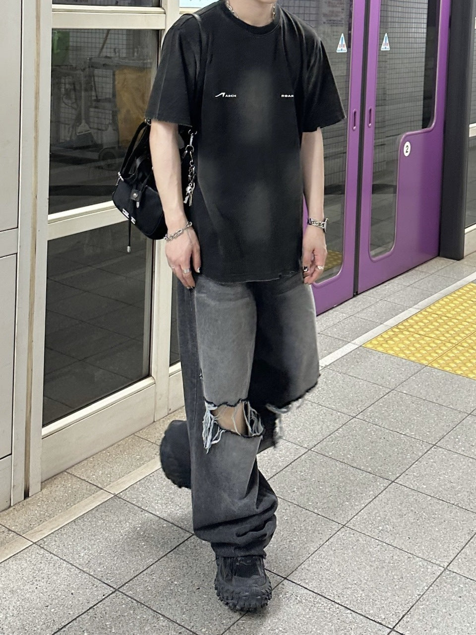 大阪店WEB限定【Chikashitsu +】vintage crash denim pants (2color)