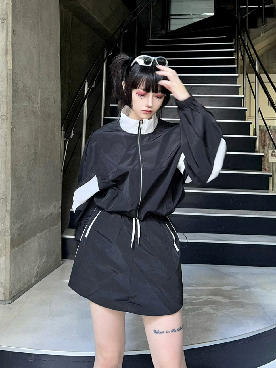 受注制【Never mind the XU】track jacket & skirt (2color)