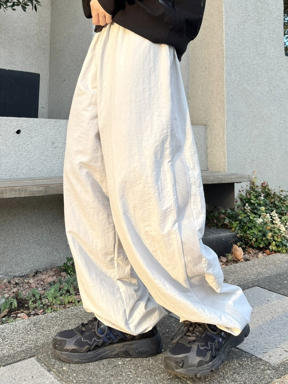 受注制【youll】mesh line wide pants (2color)