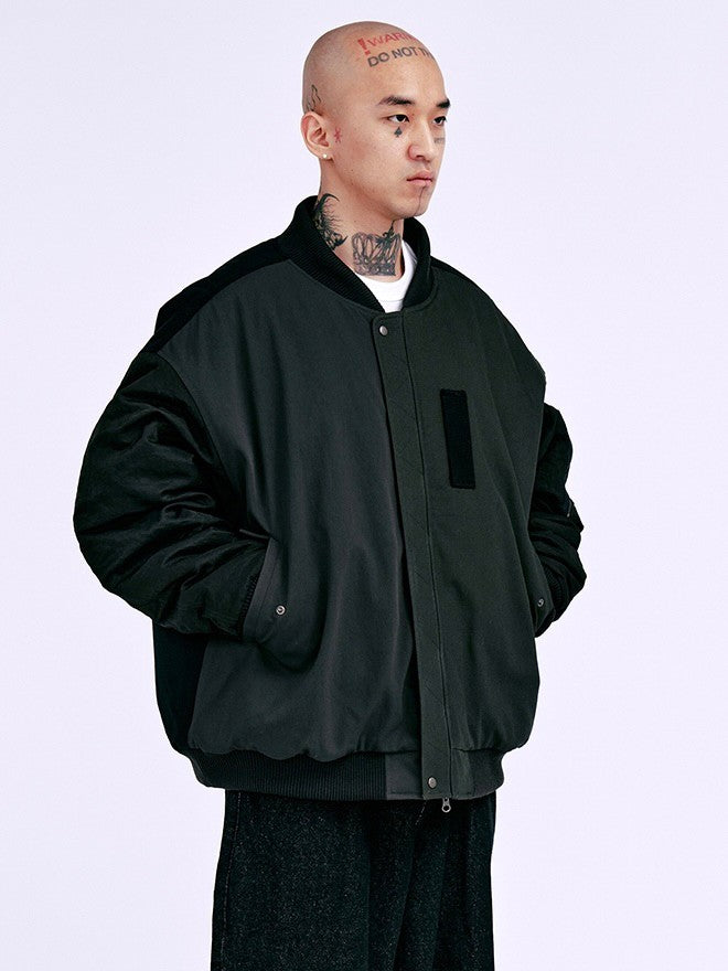 【AJOBYAJO】Fourfold Nylon Mixed Bomber Jacket