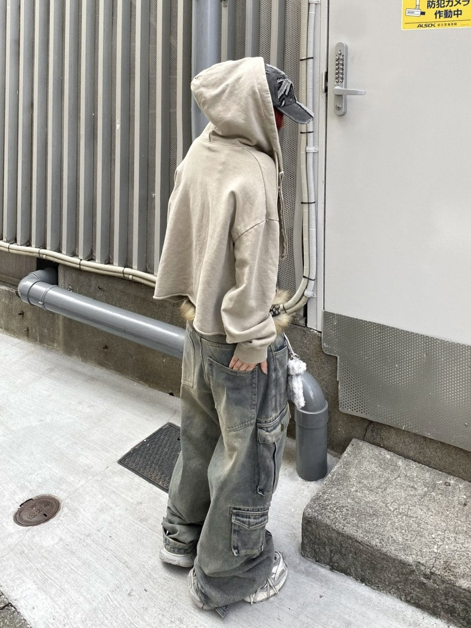 【Never mind the XU】star zip up crop hoodie (3color)