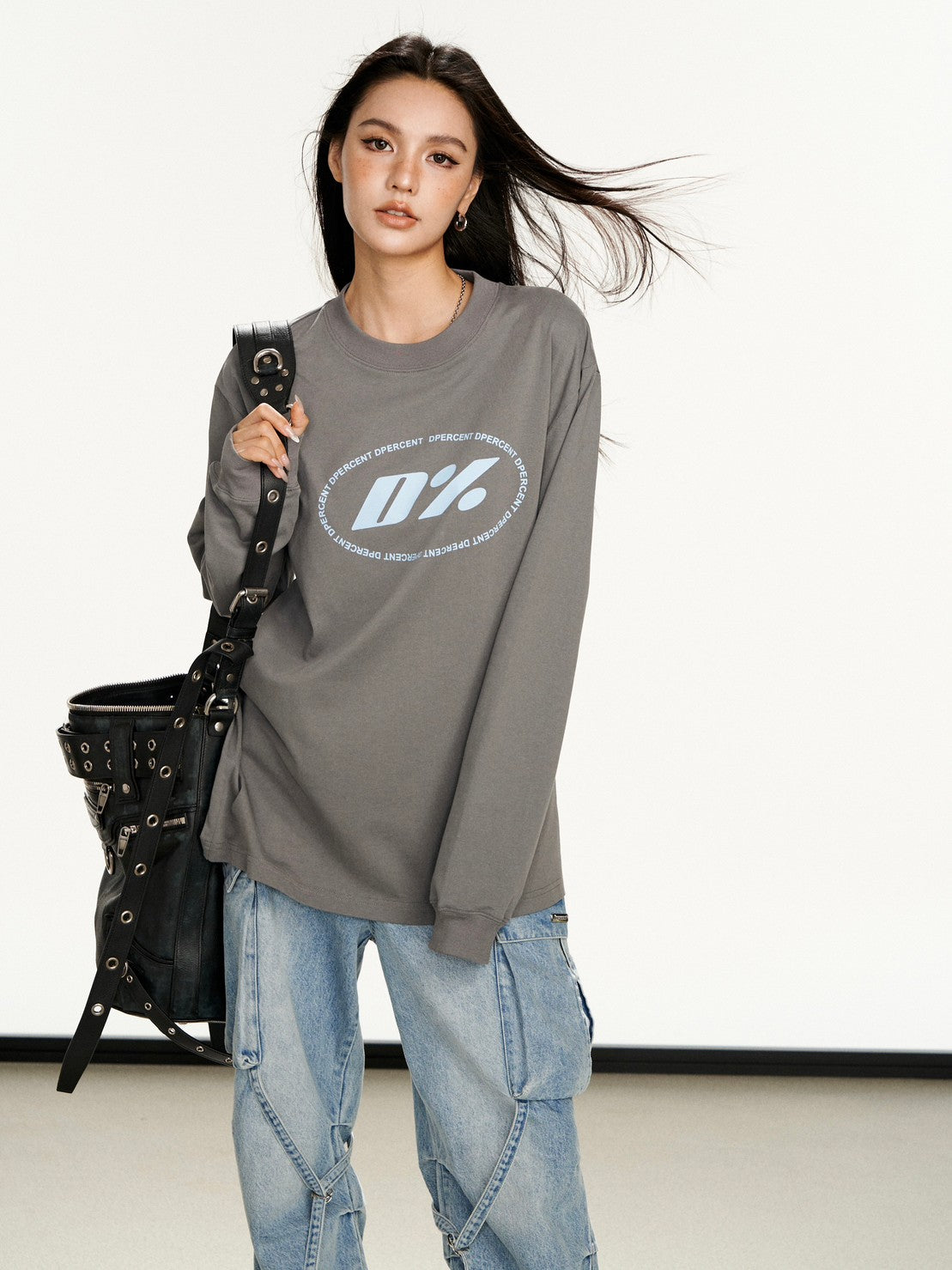 【Dpercent】Front Logo Sweater