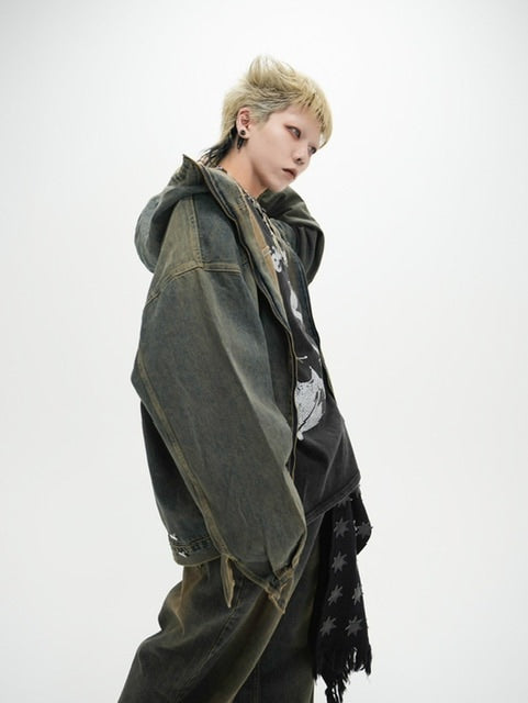 受注制【Never mind the XU】setup denim jacket (2color) / 【ネバーマインドザエックスユー】セットアップフードジップアップパーカーデニム長袖ジャケット