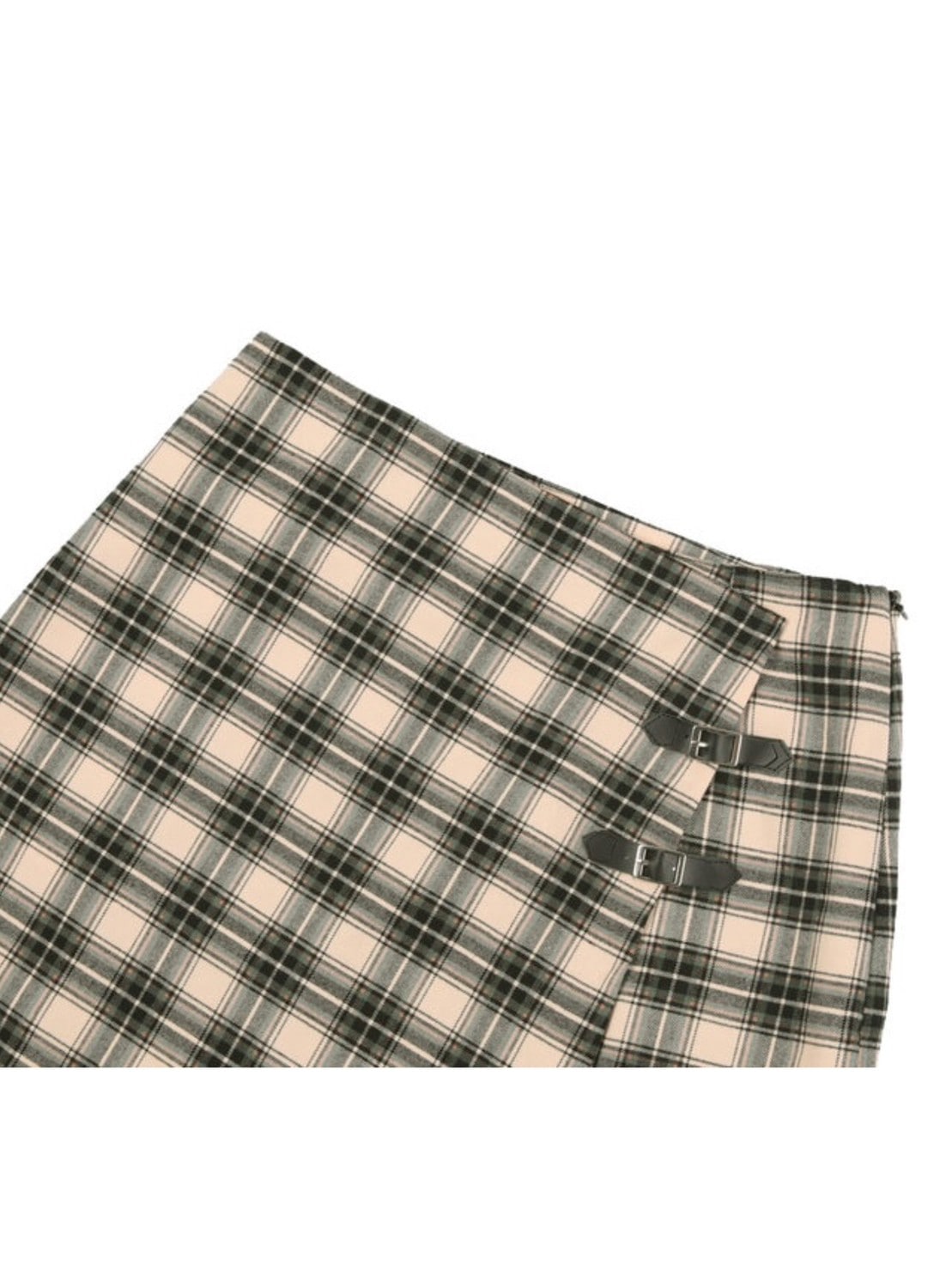 【FANCY CLUB】CHECK BUCKLE WRAP SKIRT / 【ファンシークラブ】チェックバックルラップミニスカート