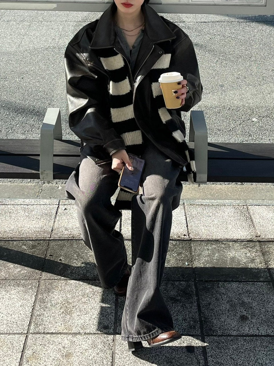 受注制【Chikashitsu +】leather blouson (2color)