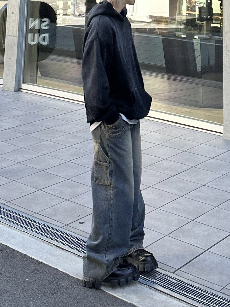 大阪店WEB限定受注制【Chikashitsu +】vintage wash carpenter denim pants (2color)