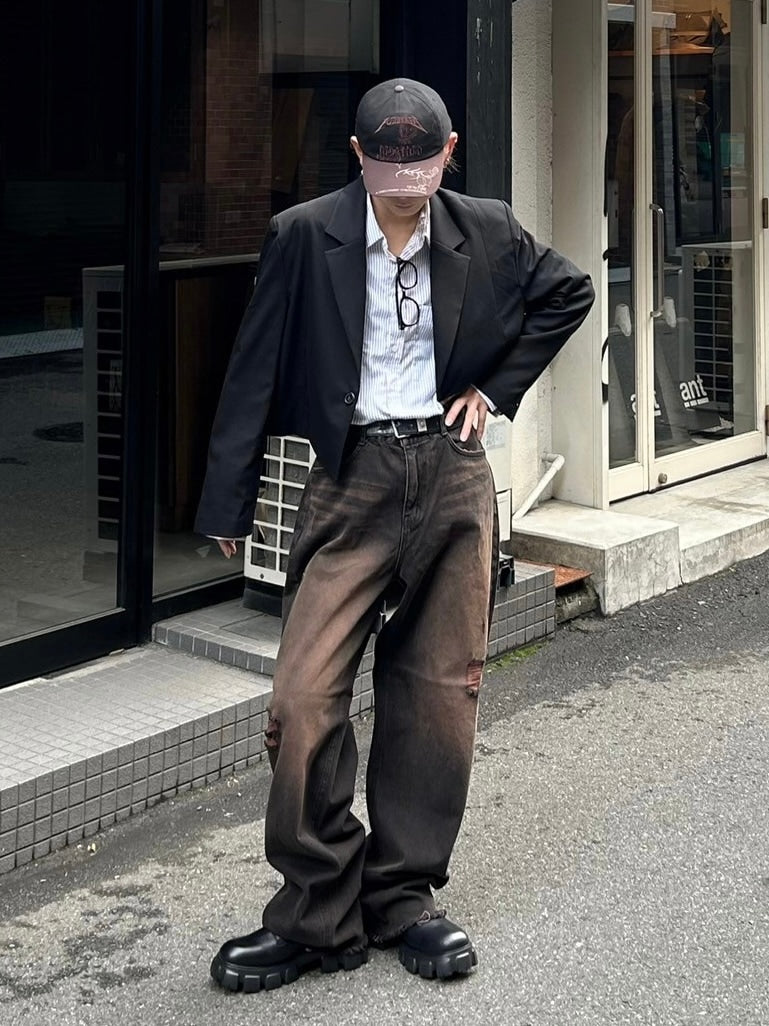 【Chikashitsu +】cropped single jacket (2color)