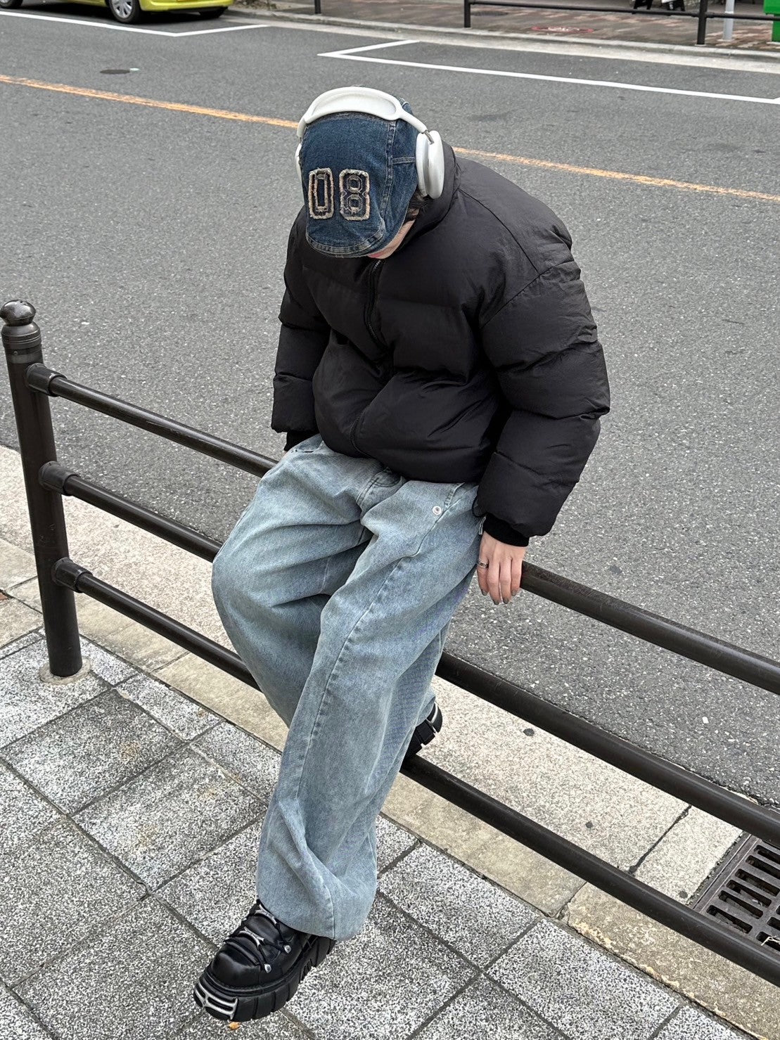 受注制【Chikashitsu +】side snap balloon denim pants (2color)