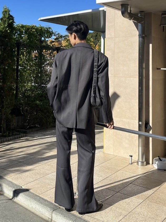 【Chikashitsu +】set up center press flare slacks (2color)