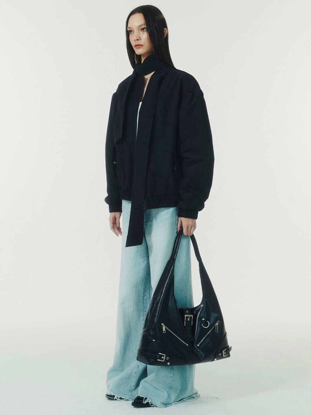 【NOT KNOWING】Ribbon Tie Blouson