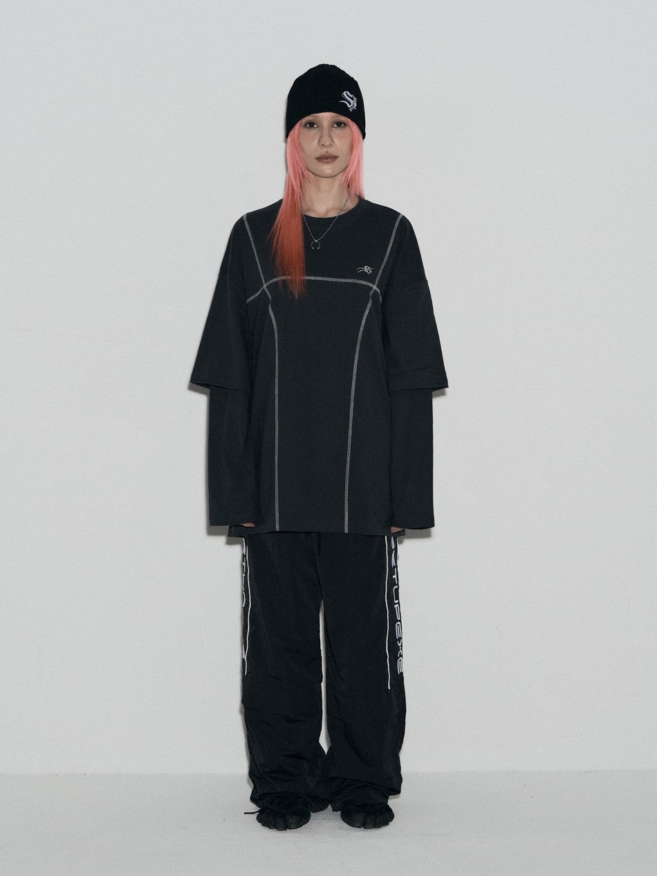 【SETUP‐EXE】LAYERD SLEEVE STITCH T-SHIRT