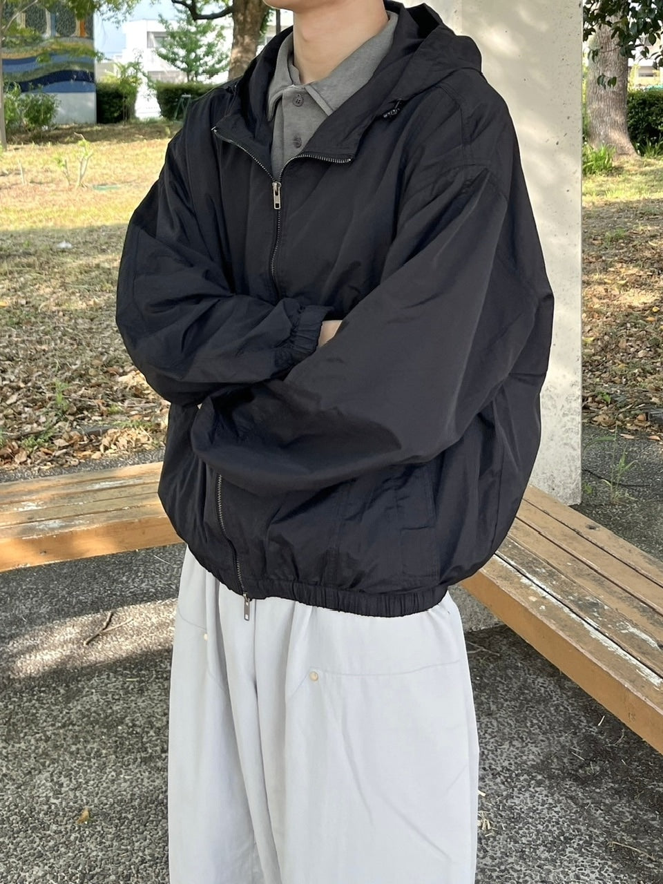 受注制【youll】nylon hooded blouson (2color)