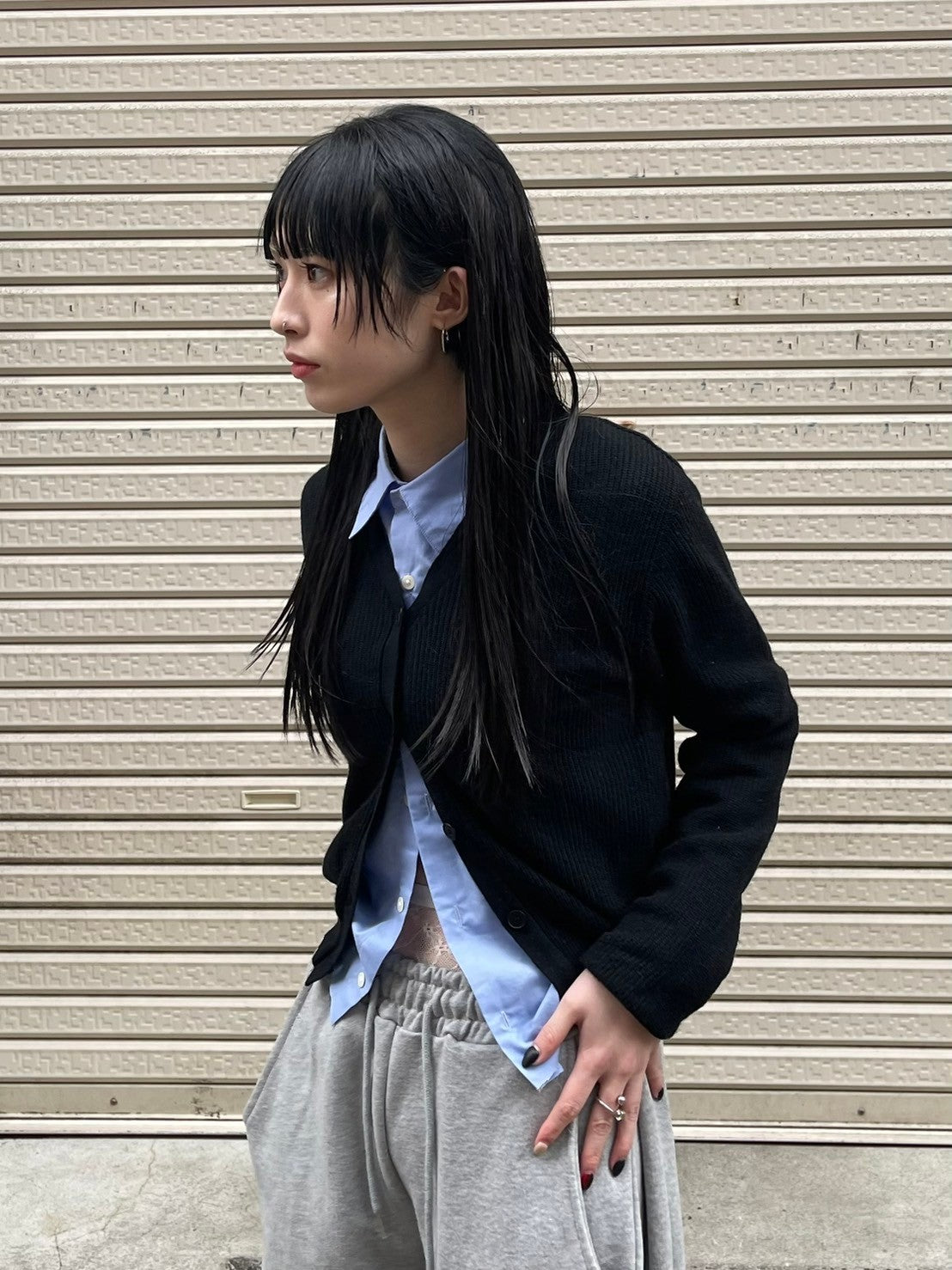 【Chikashitsu + LADIES】vneck rib knit cardigan (2color)