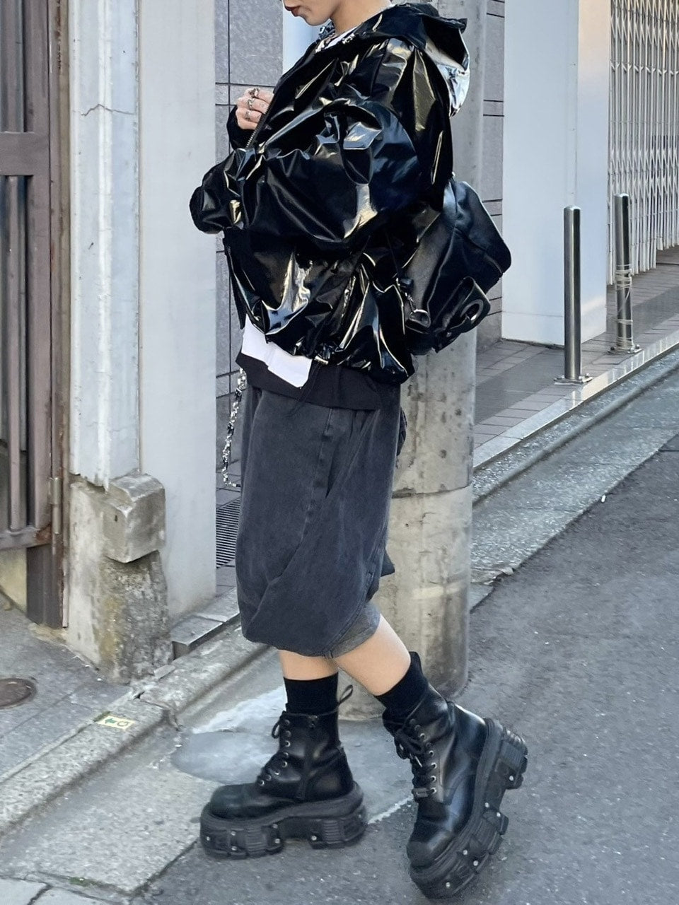 受注制【Never mind the XU】metallic hood jacket (2color)