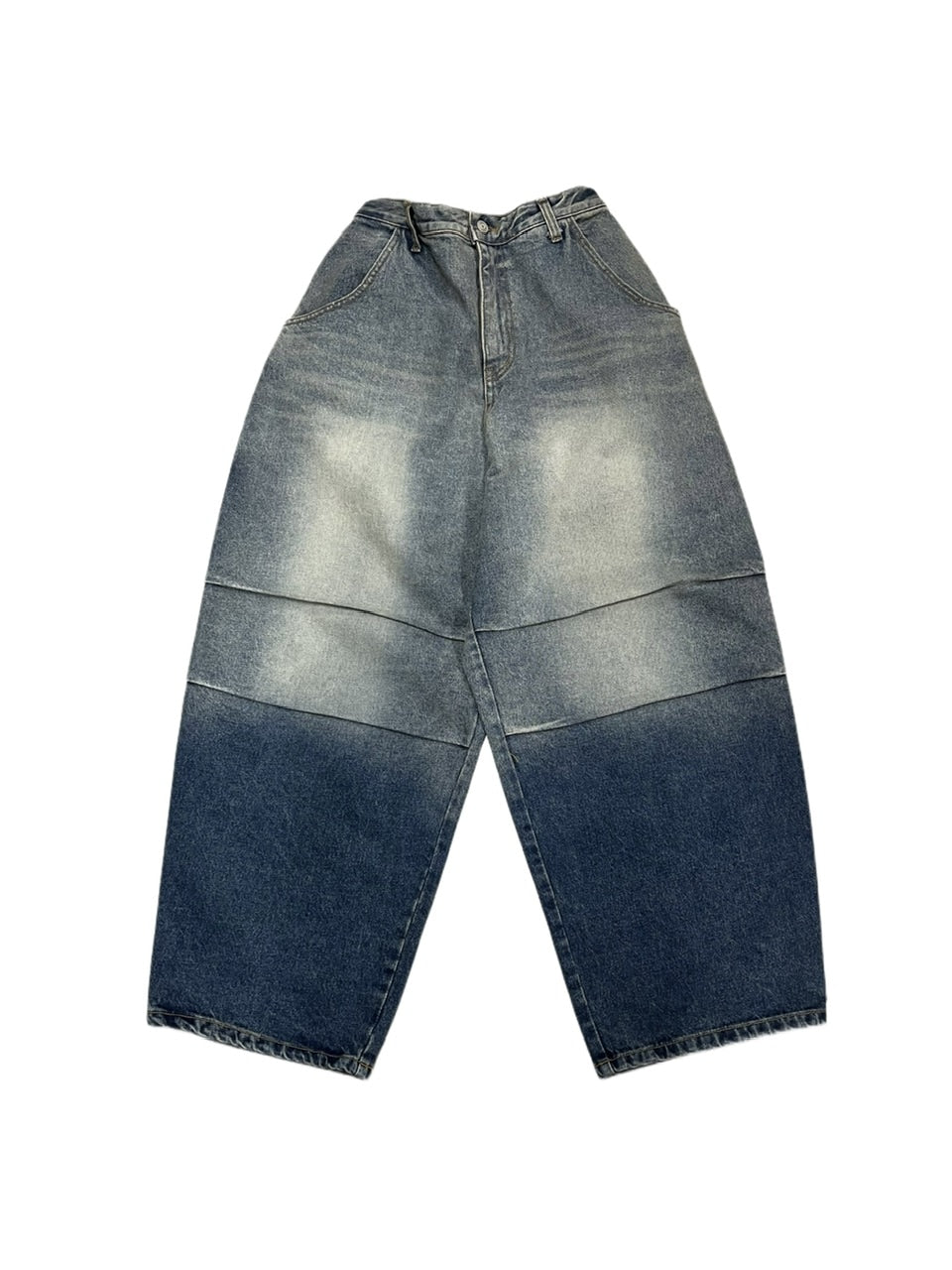 受注制【Never mind the XU】gradation denim easy pants (2color)