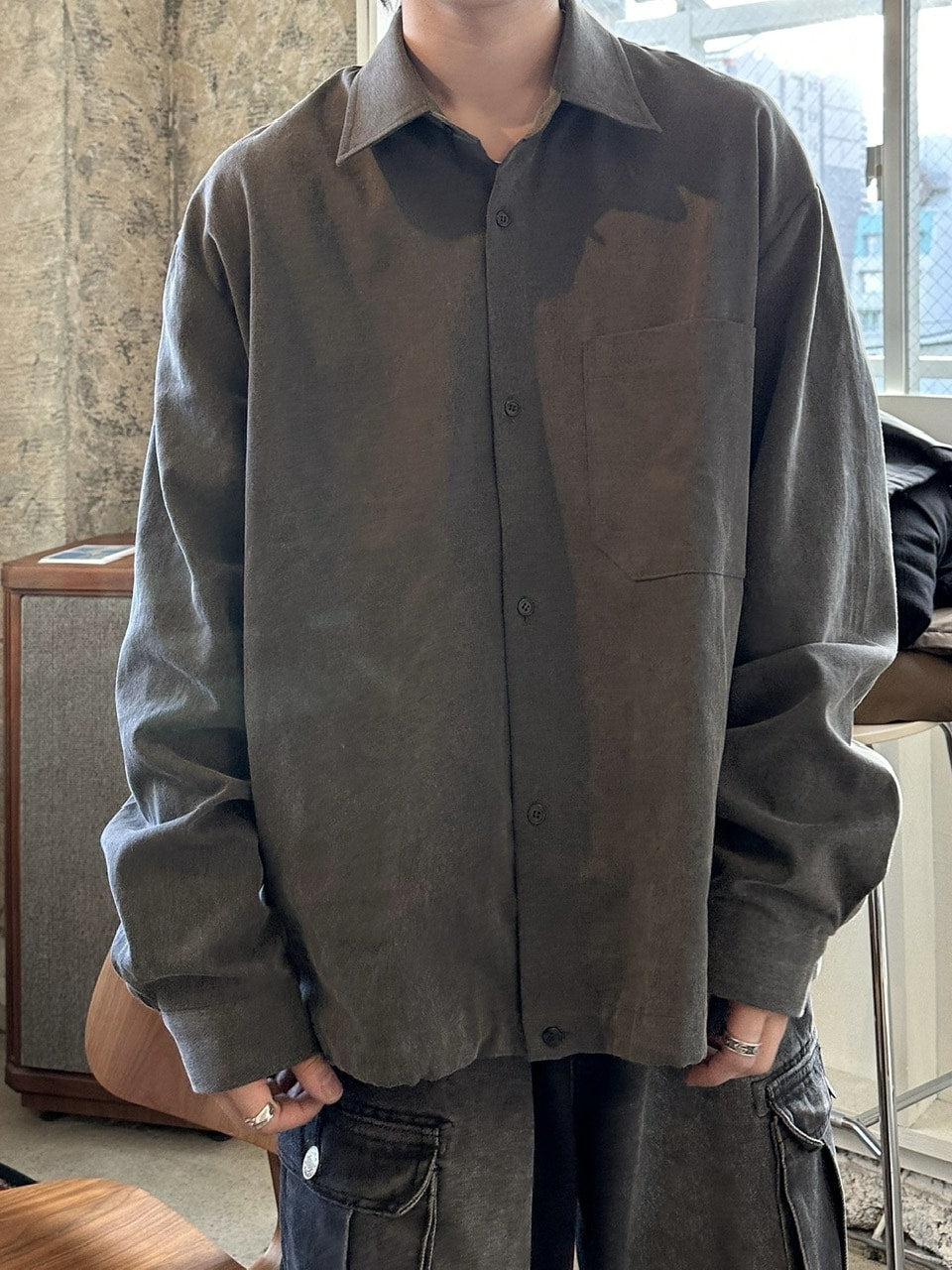 大阪店WEB限定受注制【Chikashitsu +】pigment draw code shirt (2color)