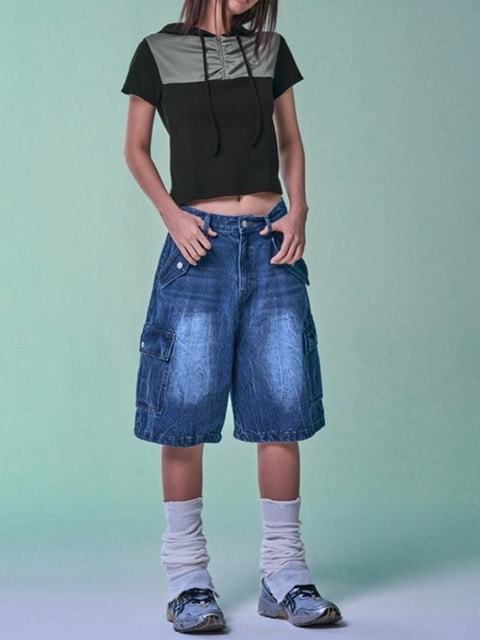 【FANCY CLUB】SOFT BASIC HALF ZIP-UP HOODIE