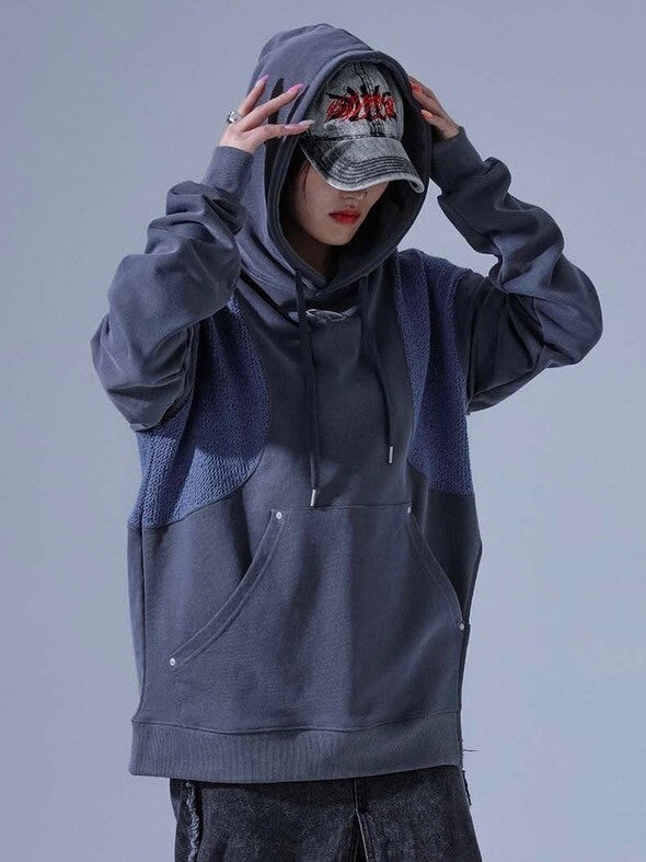 【DILETTANTISME】KNIT BLOCK HOOD T