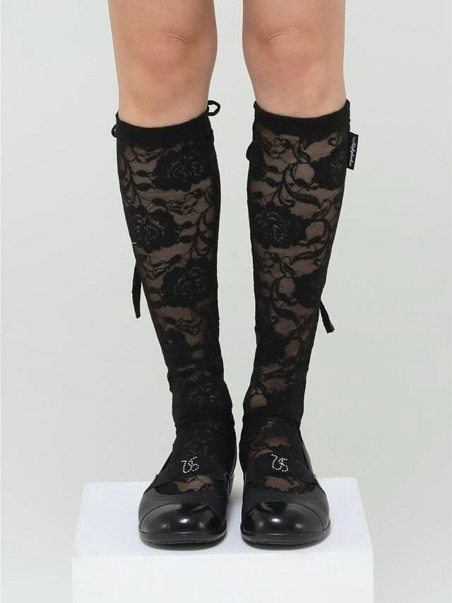 【Uglyshadow】ROSE LACE LONG SOCKS / 【アグリーシャドウ】ローズレースロングソックス