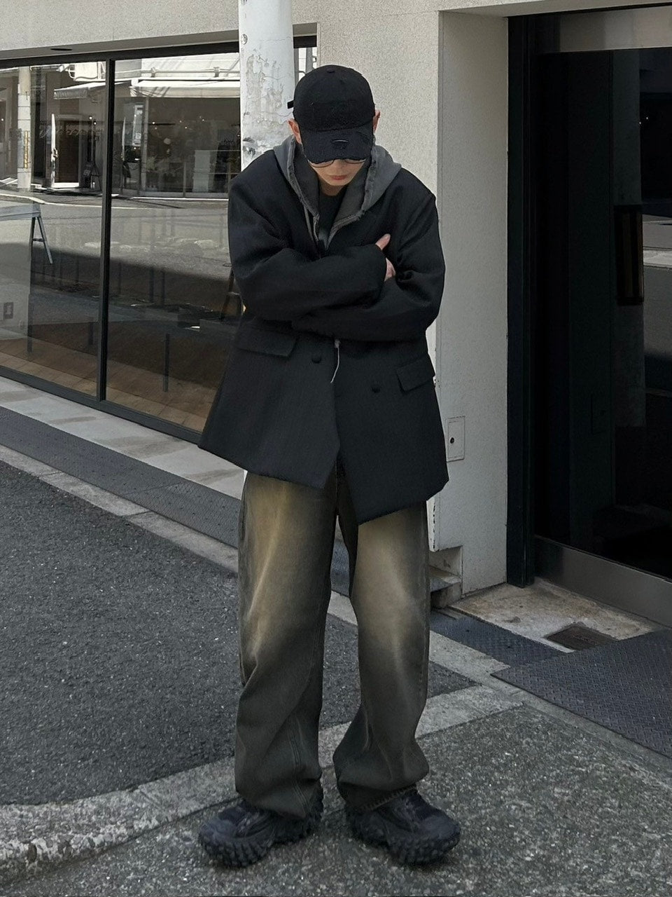 【Chikashitsu +】vintage wash semi wide denim pants 2 / 【チカシツプラス】ヴィンテージウォッシュセミワイドデニムパンツ