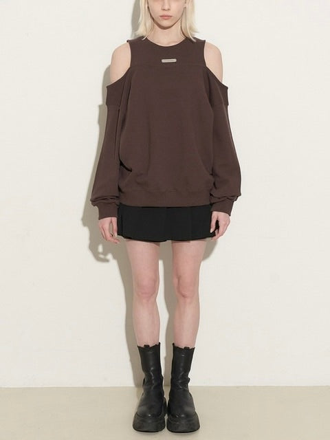 【ROCK CAKE】Open Shoulder Sweatshirt
