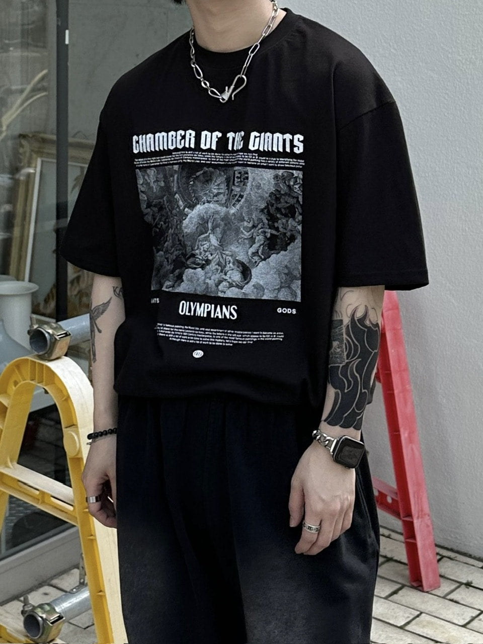大阪店WEB限定【Chikashitsu +】oversized olympos t-shirt (2color)