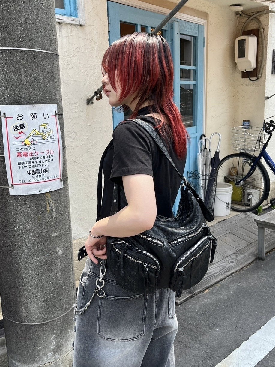 受注制【Never mind the XU】leather shoulder bag (2color) / 【ネバーマインドザエックスユー】レザーショルダーバッグ