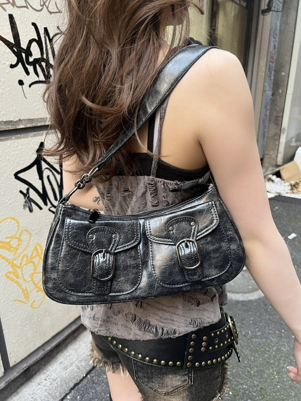 受注制【Never mind the XU】pocket leather belt bag (2color)
