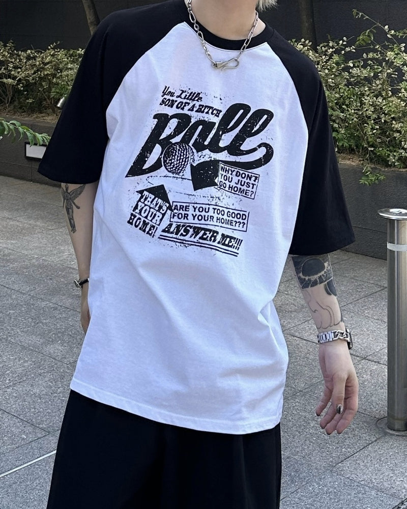 大阪店WEB限定受注制【Chikashitsu +】oversized lettering raglan t-shirt