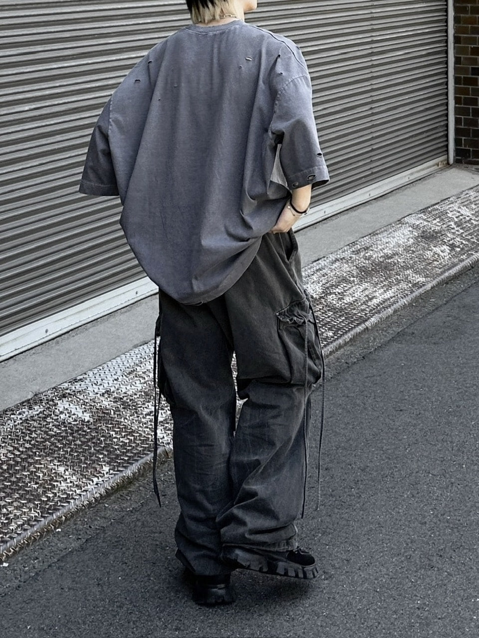 【Chikashitsu +】pigment damage overfit t-shirt (2color)