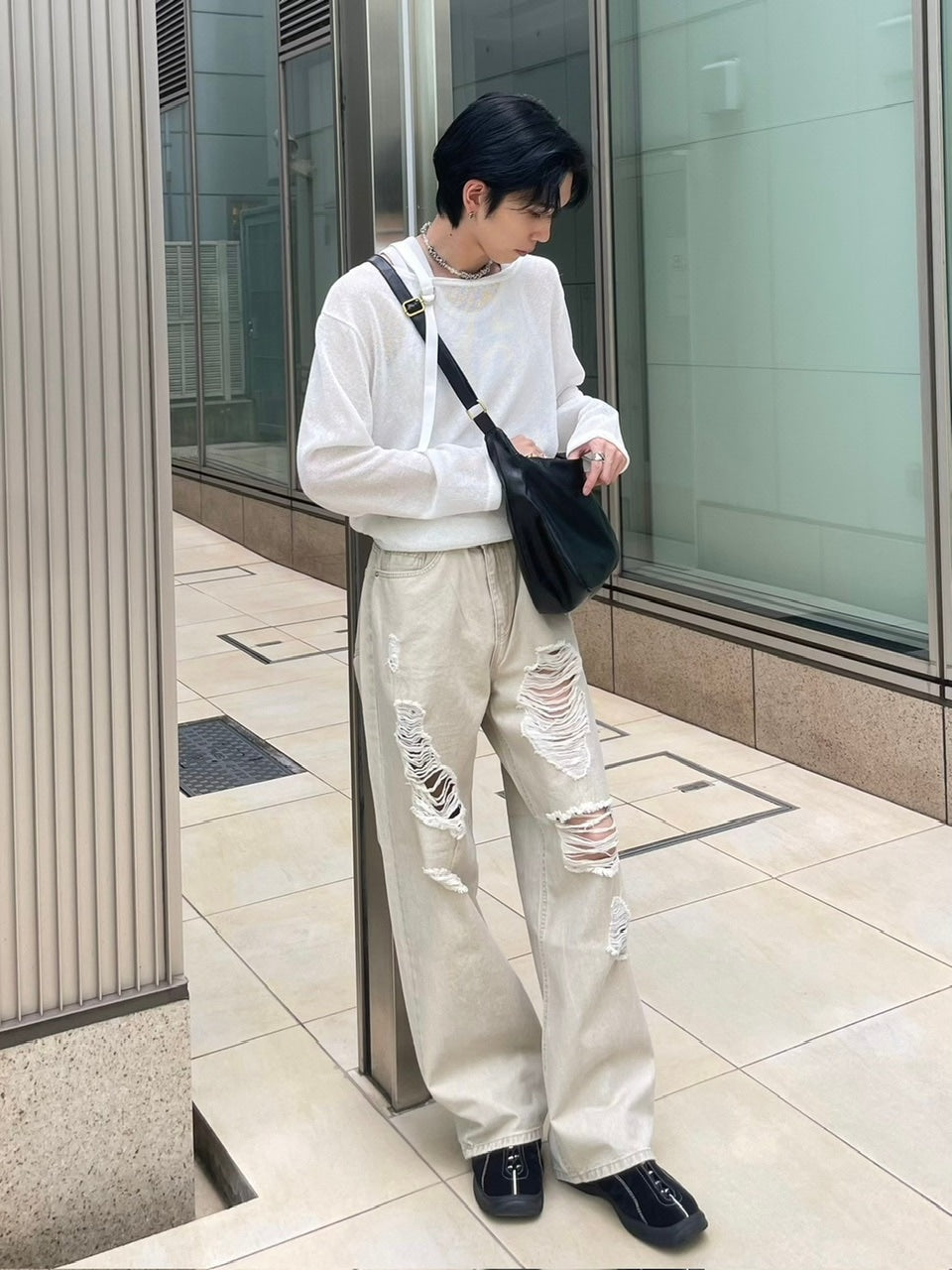 受注制【Chikashitsu +】belt design summer knit (3color)