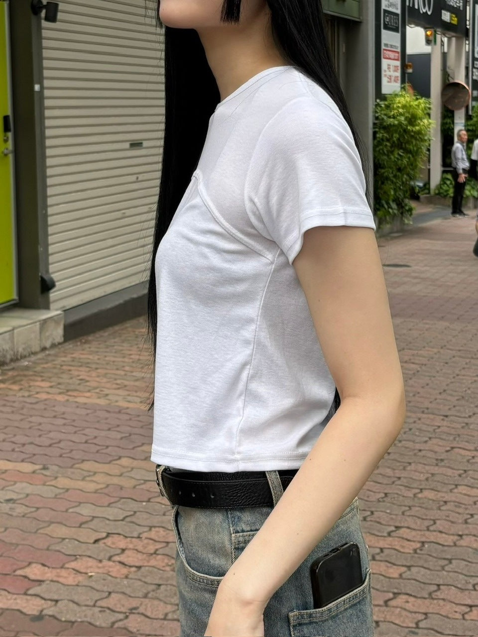 受注制【OaKS】cropped half sleeve t-shirt (3color)
