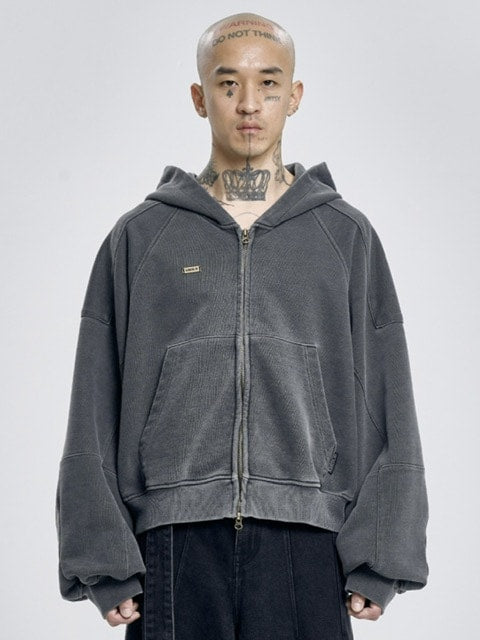 【AJOBYAJO】Vintage Pigment Zip-Up Hoodie
