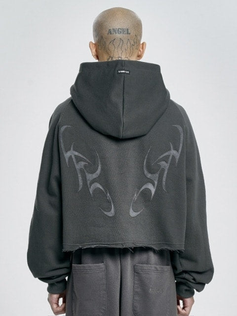 【AJOBYAJO】Tribal AJO Applique Cropped Hoodie