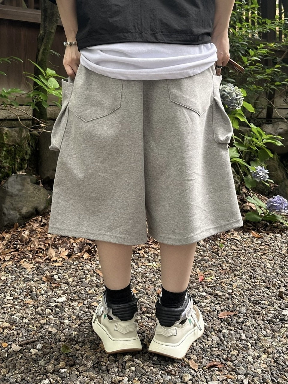 受注制【youll】double pocket sweat half pants (2color)