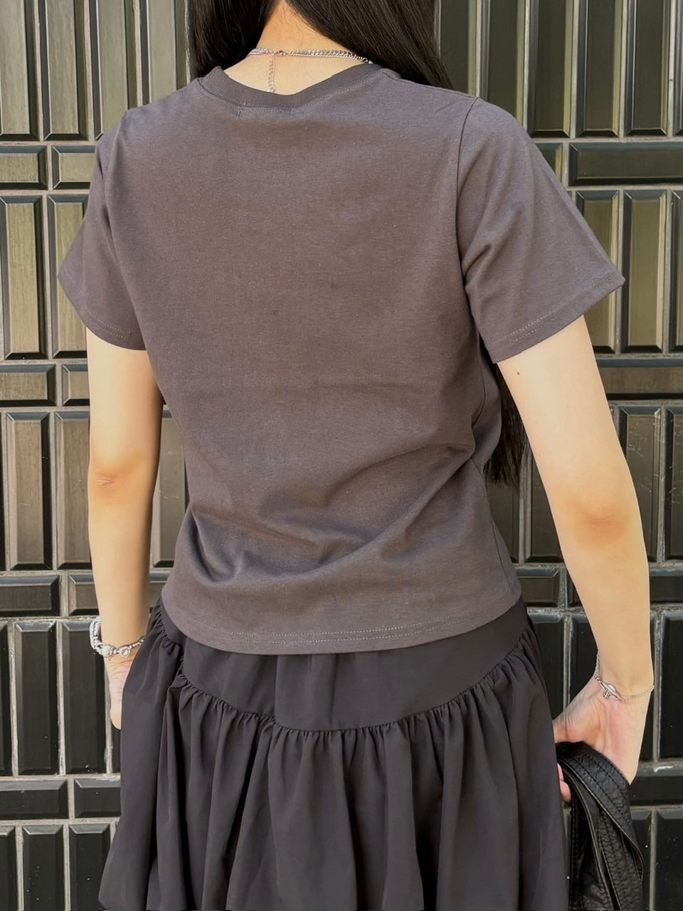 受注制【OaKS】cropped lettering t-shirt (3color)