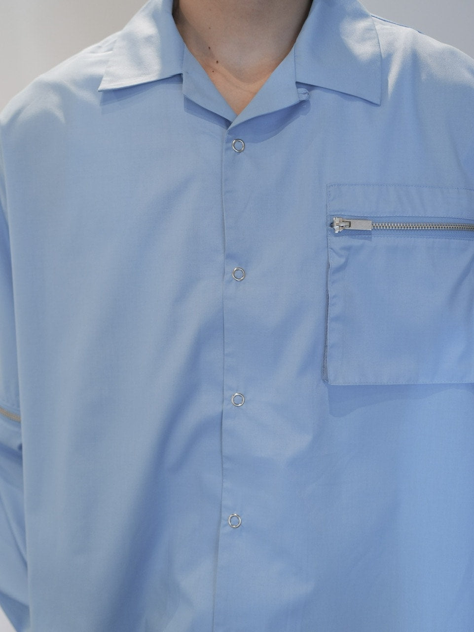 【CS】2way zip square cut shirt (blue) / 【シーエス】2ウェイジップスクエアカット長袖シャツ