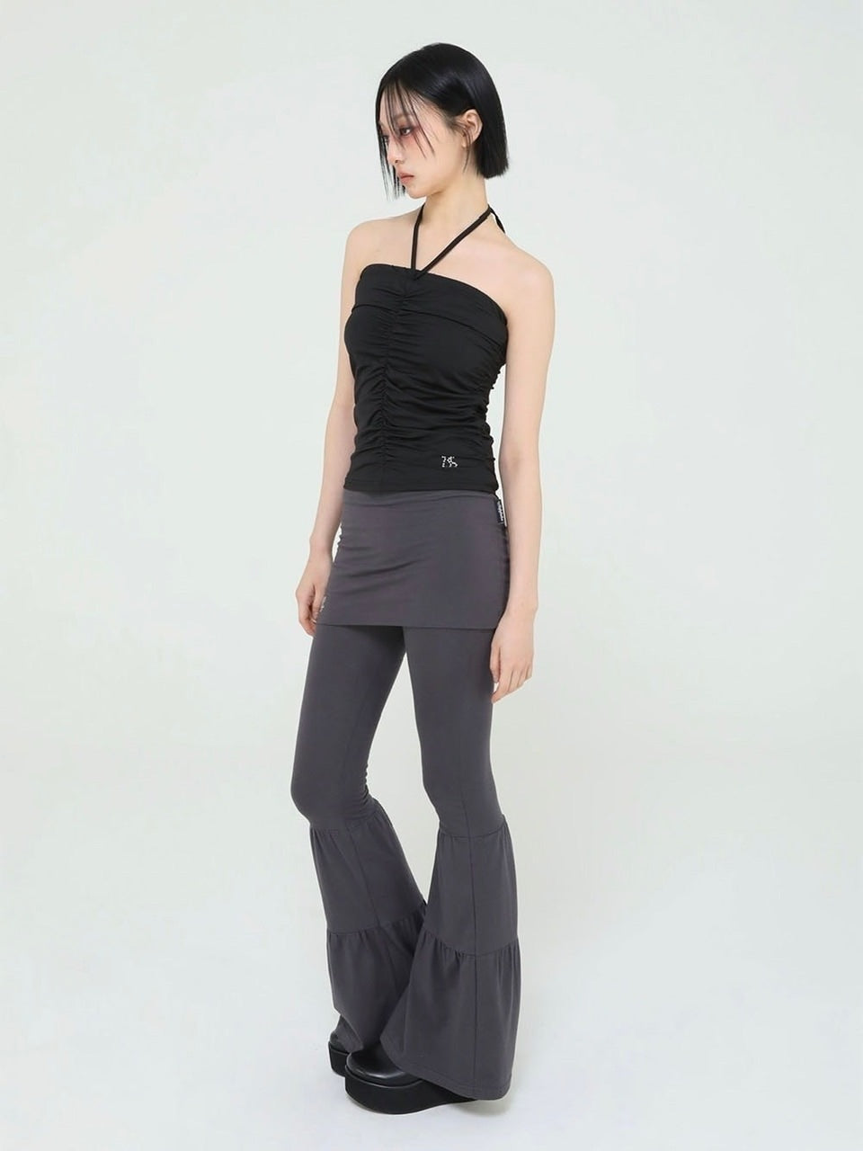 【Uglyshadow】BEADS SHIRRING TOP