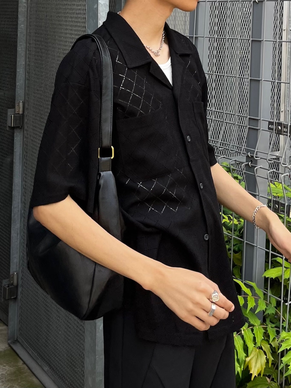 東京店WEB限定受注制【Chikashitsu +】argyle knit open color shirt (3color)