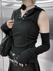 受注制【nmtc +】simple sleeveless hoodie (3color)