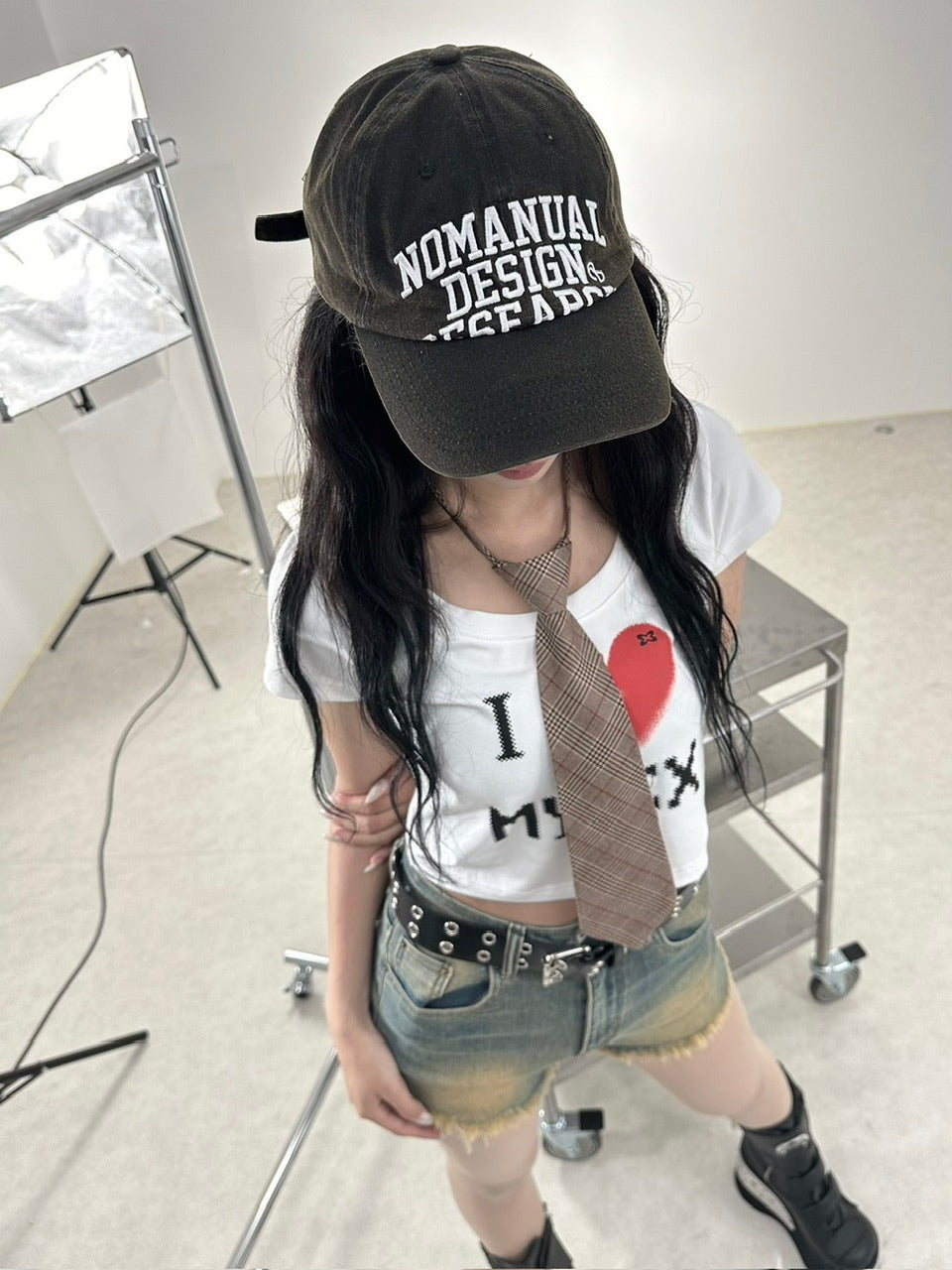 受注制【Never mind the XU】vintage wash denim short pants (2color)